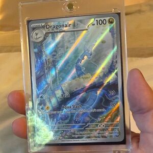 Pokemon Dragonair Card with Holographic Blue and Silver